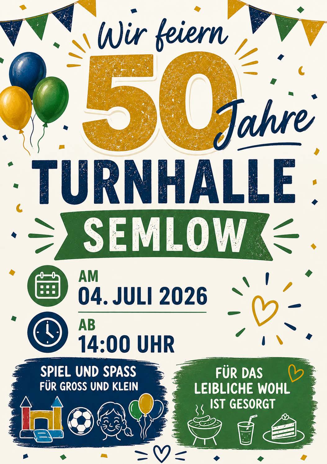 50 Jahre Turnhalle Einladung: Wir feiern 50 Jahre Turnhalle