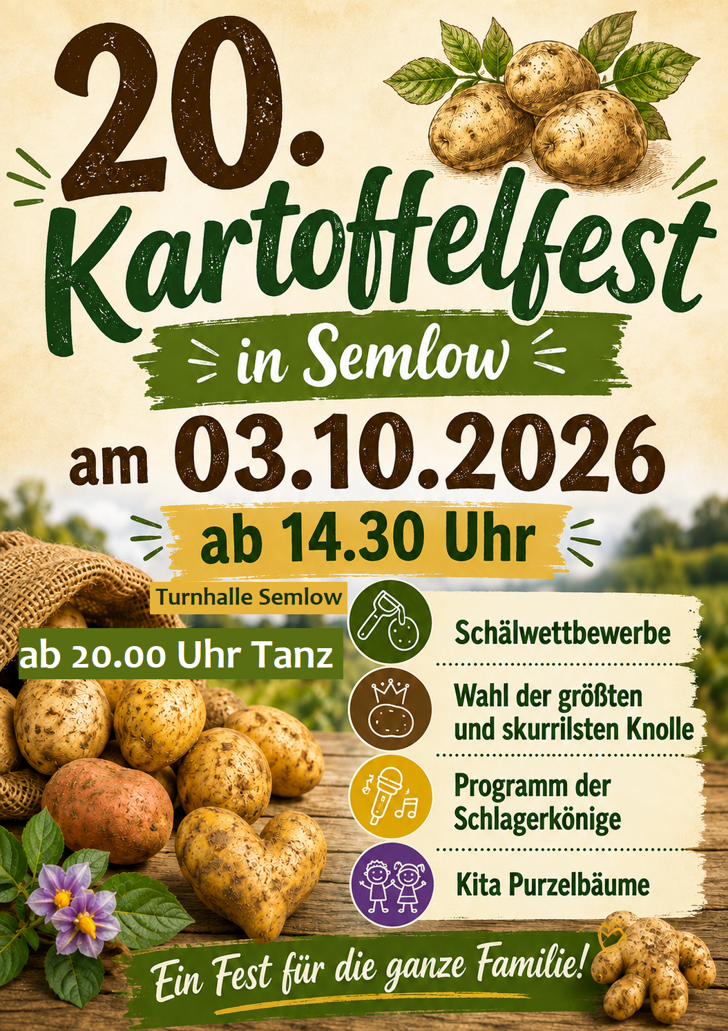 20. Kartoffelfest in Semlow Einladungsplakat zum Kartoffelfest